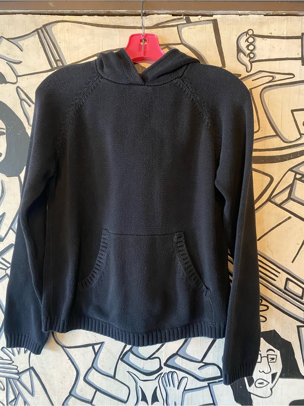 Old Navy Black Knit Hoodie Sweater